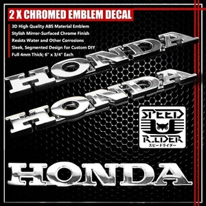 PAIR 6" 4MM 3D EMBLEM FAIRING/FENDER/TANK DECAL STICKER HONDA LOGO CHROME SILVER - Picture 1 of 3