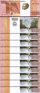 Angola 1000 Kwanzas 2012, UNC, 10 Pcs LOT, Consecutive, P-156a, Prefix HQ - Picture 1 of 5