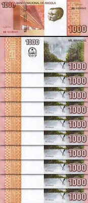 Angola 1000 Kwanzas 2012, UNC, 10 Pcs LOT, Consecutive, P-156a, Prefix HQ - Image 1 of 4