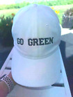 Go Green on White with Sparrow on the side Hat Cap Strap Buckle  Mesh knit EUC