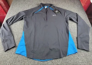 Under Armour Womens XL Runnung Pullover 1/4 Zip Blue Gray Thumb Sleeves - Picture 1 of 10