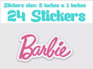 Barbie Name 24 Stickers Size 2 inches x 1 inch - Picture 1 of 1