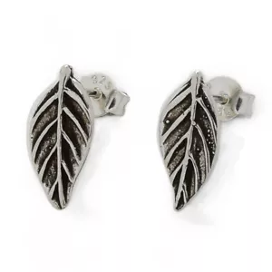 Genuine Sterling Silver Stunning Leaf Stud Earrings - Picture 1 of 2