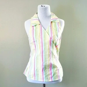 Lilly Pulitzer Regenbogen gestreift ärmelloses Sommer-Halsteil-Oberteil mit Kragen - Größe 6 - Bild 1 von 6