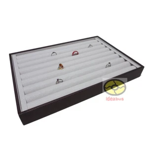 Leatherette Ear Stud Finger Ring cufflink Jewelry Display Tray Holder 13.7x9.4" - Picture 1 of 7