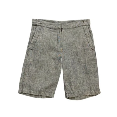 Pantalones Cortos Saks Fifth Avenue Para Mujer 2 Titanio Lino Cremallera Mosca Bolsillos Bermudas Informales Foto 1 de 4