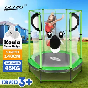 Genki 55 Inch Kids Trampoline Koala Round w/Safety Net Enclosure Outdoor Indoor - Picture 1 of 10