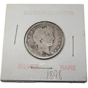 1898 S San Francisco Mint Silver Barber Quarter Uncertified Circulated Wear - Picture 1 of 2