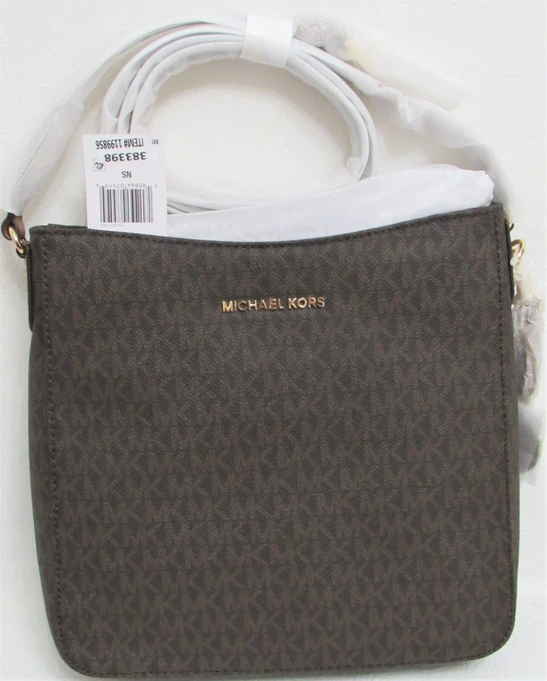 Michael Kors Jet Set Travel Large Logo Messenger Brown 30h6gtvm3v Retail