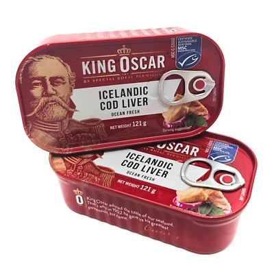 Barattolo da 12 x 135 g | Fibra di merluzzo King Oskar nel proprio succo, fegato di merluzzo | netto 121 g