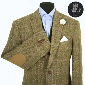 Harris Tweed Jacket Blazer Size 44R Herringbone Windowpane Check BARUTTI EDITION - Picture 1 of 12