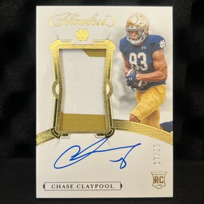 2020 Panini Flawless Collegiate Rookie Patches Auto Chase Claypool #137 Gold /25 - Image 1 of 4
