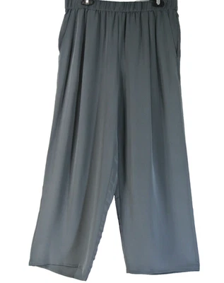NEW Eileen Fisher Silk Double Crepe Wide-Leg Pants in Pewter Size PL #P3551 - Image 1 of 4
