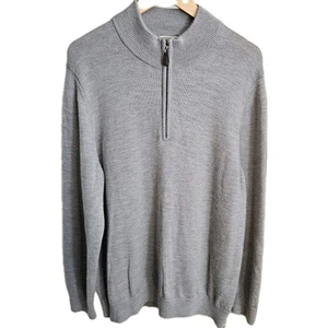 LL Bean Mens XL Reg 100% Merino Wool 1/4 Zip Pullover Knit Sweater Gray - Picture 1 of 9