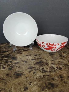 3er Set Ciroa Fiori Red Swirl 6,75" Suppe Müslischalen Fine China - Bild 1 von 7