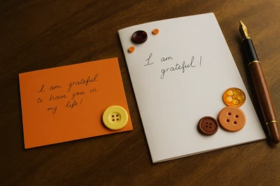 Handmade Thank You Cards – Button Art – I Am Grateful – Unique Gift - Image 1 of 2