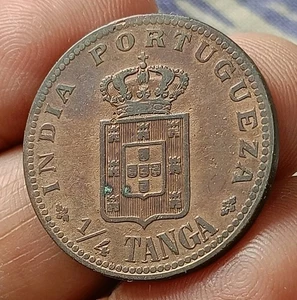 #G47# Portuguese India COLONY Goa Copper 1/4 TANGA coin 1903 - Picture 1 of 2