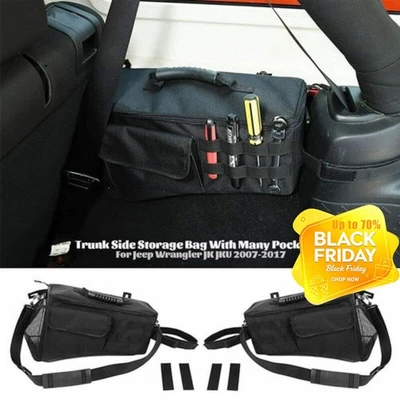 Black Rear Trunk Side Storage Bag Pockets Organizer For Jeep Wrangler JK 2007-17 Foto 1 de 4