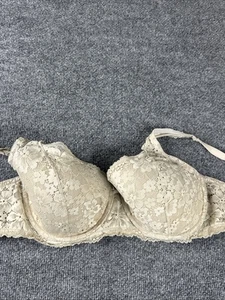 Reggiseno donna Victoria's Secret 36DDD beige foderato floreale demi body in pizzo - Foto 1 di 3