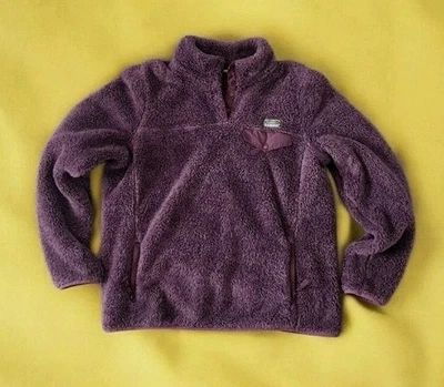L.L.Bean Mujer Hi Pile Sherpa Ciruela Púrpura Polar Pullover Suéter! L Excelente Foto 1 de 4