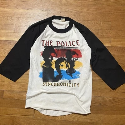 Vintage The Police Band Baseball T Shirt Size L Raglan Synchronicity Tour 1983 - Image 1 of 4