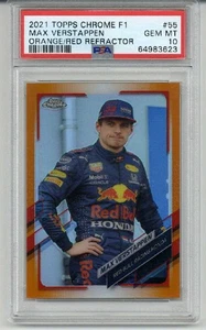 2021 TOPPS CHROME F1 ORANGE RED REFRACTOR #55 MAX VERSTAPPEN PSA 10 LOW POP RARE - Picture 1 of 2