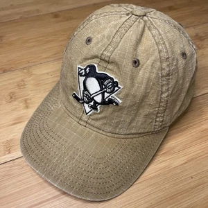 Adidas Pittsburgh Penguins Khaki Tan Brown Stone Dad Cap Strapback Hat NHL - Picture 1 of 16