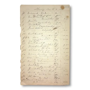 1866 Albany NY Doctor Medical Ledger Book Page With Handwritten Account Entries - Picture 1 of 6