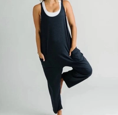 Mono ZYIA Azul Marino Newport Downtown Talla Pequeña Relajado Bohemio Mameluco Playa Foto 1 de 4