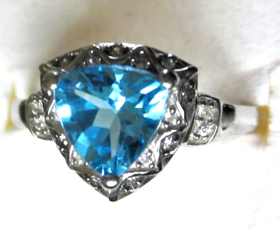 Anel de topázio azul suíço / tamanho 9 / prata esterlina 925 / 2,15 cts 4,2 gramas - Imagem 1 de 4