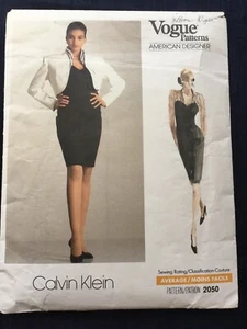 Vogue Sewing Pattern 2050 Calvin Klein Strapless Cocktail Dress Bolero Cut Sz 10 - Picture 1 of 6
