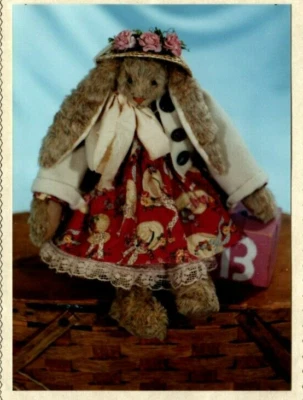 Bunny Sue Soft Sculpture Pattern Country Folk Art Rabbit in Hat - Image 1 of 3