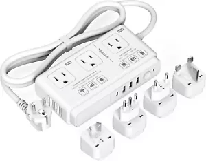Convertidor de voltaje de 220 V a 110 V, adaptador de viaje universal con 4 puer - Picture 1 of 8