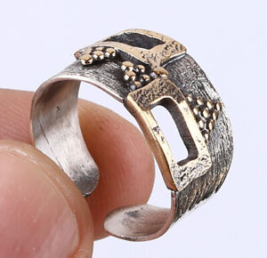 TURKISH SIMULATED .925 SILVER & BRONZE RING SIZE 9 #14473