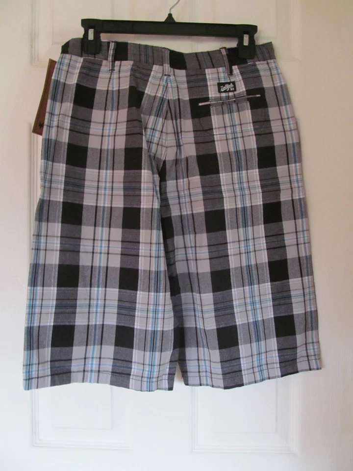 Новый с Ярлыками мальчика зоопарк Йорк черный, белый, Aqua синий, серый клетку/клетчатый шорты размер 12 - Изображение 1 из 4