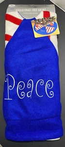 New Trim a Home Christmas Tree Skirt "Peace" Red White Blue 44 in Diameter - Picture 1 of 5