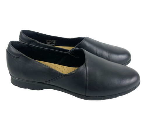 Mocassino Clarks Jenette Grace slip on piatto nero pelle leggero donna 8 5