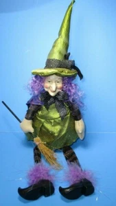Halloween Witch Delton Shelf Sitter Purple Hair 18" Stretched Out 12" Sitting - Picture 1 of 5