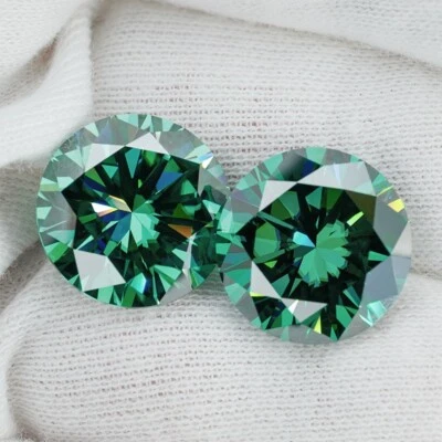 3.50 Ct Certified Round Green CVD DIAMOND Pair For Earrings E Color VS1 Clarity - Image 1 of 4