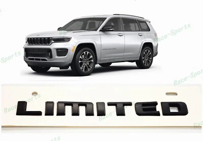 Placa de identificação traseira limitada emblema preto fosco 1 peça 2021+ Jeep Grand Cherokee WL/WK - Imagem 1 de 4