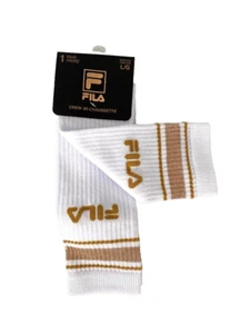 FILA FL0025 Crew Socks White/Gold ( L )  - Picture 1 of 2