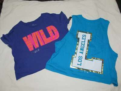 Lote de 2 camisetas cortas recortadas City Streets para mujer talla X-grande gráficas Foto 1 de 2