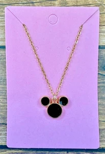 Collana catena cavo oro acciaio inox 17,75" orecchie icona Topolino nero - Foto 1 di 1