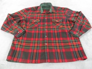 VTG Horne's For Men XL Lined Shirt Jacket Shaket Plaid Red Green 70s 80s NWOT - Picture 1 of 11
