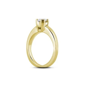 Anillo de compromiso solitario de oro de 14 k con diamantes naturales certificados redondos G SI2 1/2 quilate - Imagen 1 de 3