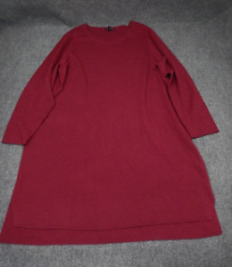 Eileen Fisher Merino Wool Sweater Tunic/Dress Women's Plus Size 3X Red Long