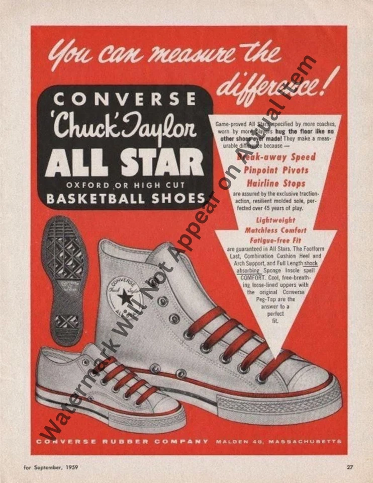 Converse Chuck Taylors Shoe Ads Brochure Vintage Photograph Print 8.5x11" - Image 1 of 1