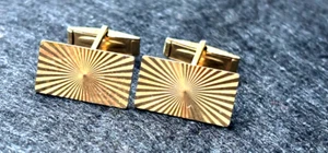 1970s intricate geometric rectangular 'rising sun' vintage cufflinks - Picture 1 of 6