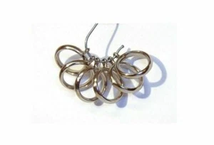 12x 28 mm (1-1/8") Gardinenringe Nickel Messing gealtert silber glatt Gleiteinsatz - Bild 1 von 12