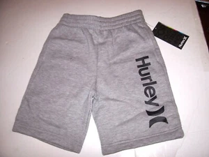 NEW Hurley sz 4  light gray fleece elastic waist shorts boys youth drawstring - Picture 1 of 2